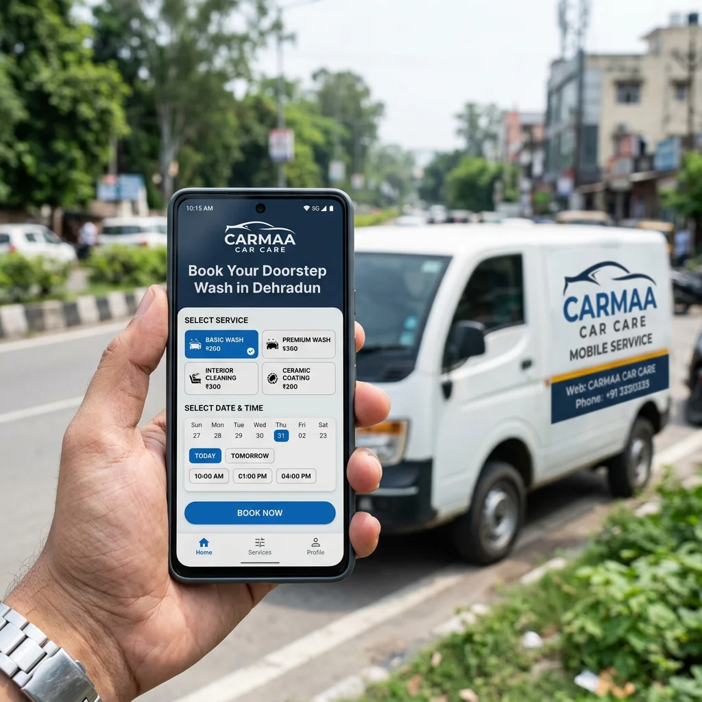 Booking a car wash service on Carmaa Car Care