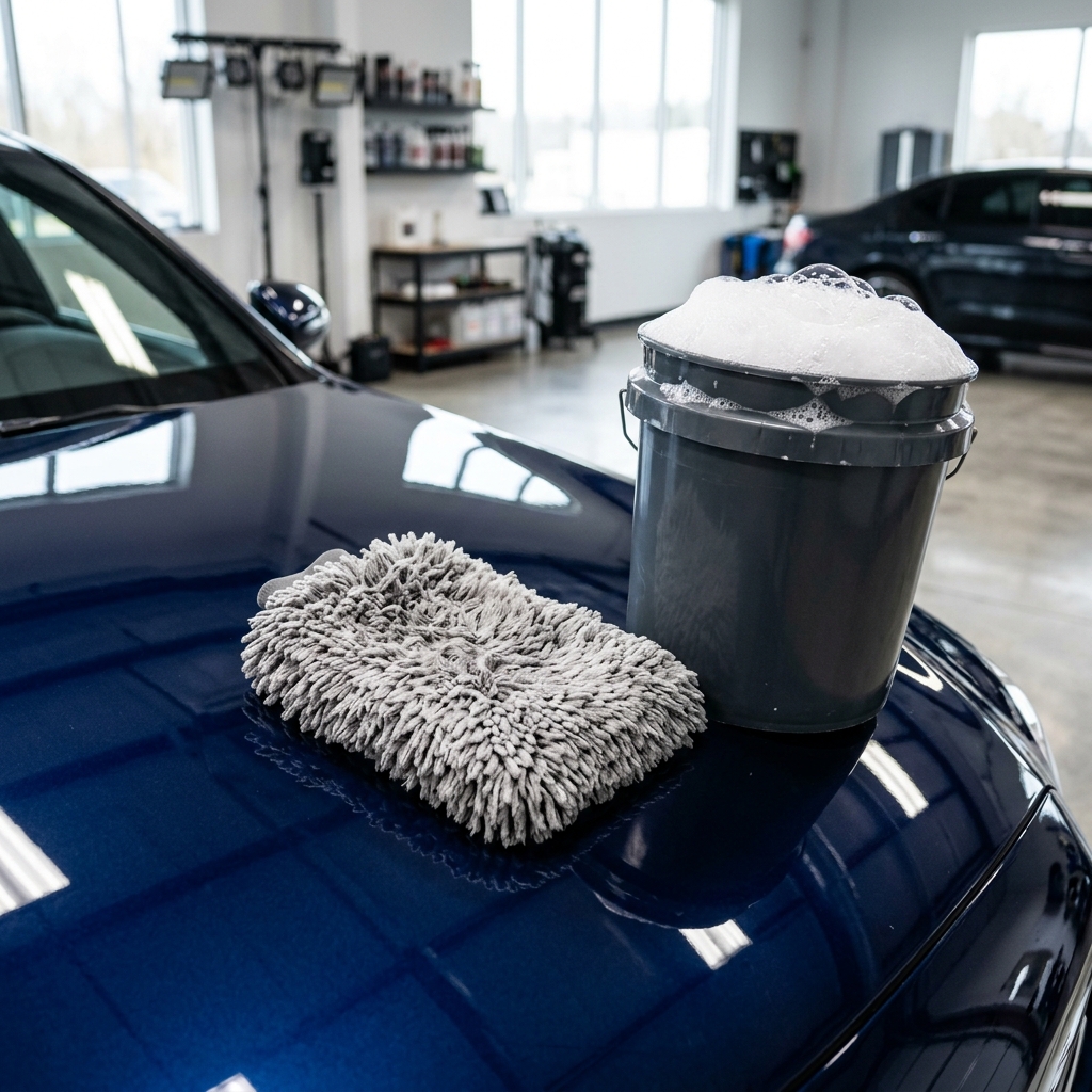 Premium microfiber wash mitt for safe car washing