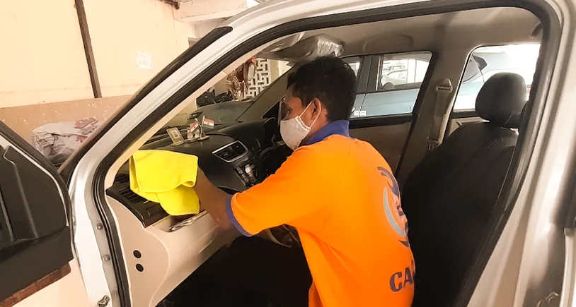 Deep interior car cleaning and sanitization by Carmaa