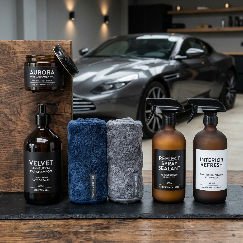 Premium car detailing products used by Carmaa